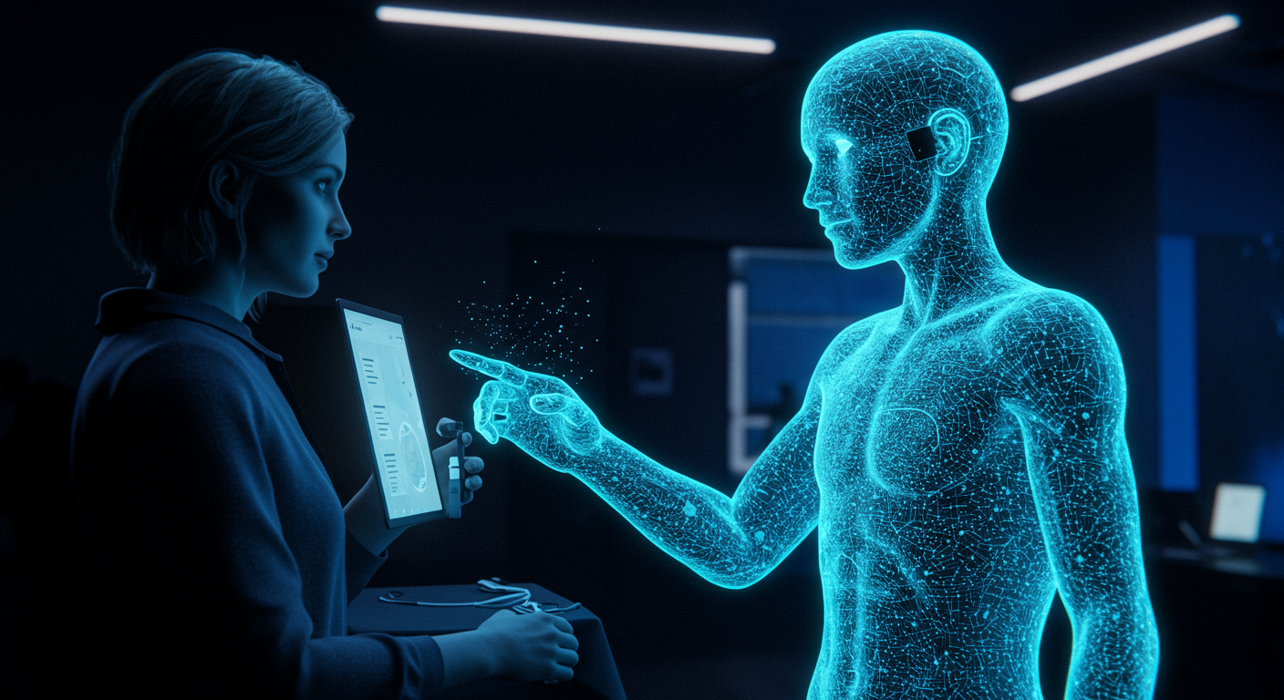 Eye-catching visual of AI agents, customer experience, generative AI
and  AI technology vibes