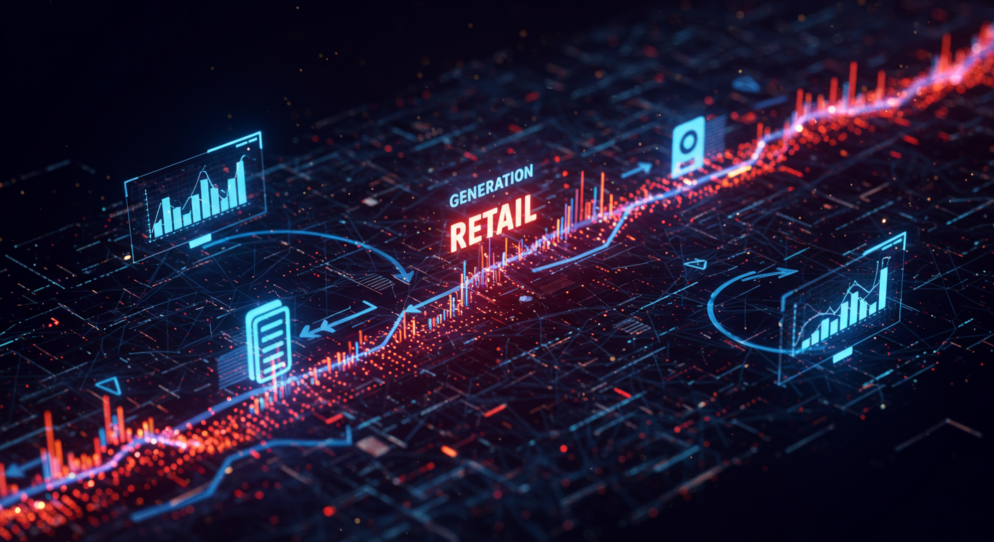 Future potential of genAI, retail, finance
 represented visually