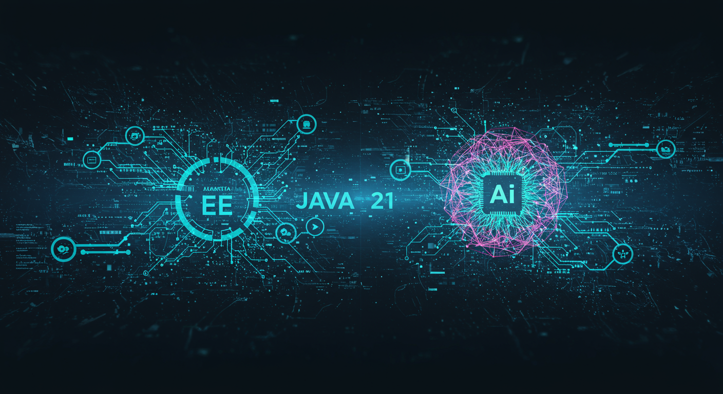 Future potential of Jakarta EE 11, Java 21, enterprise Java
 represented visually