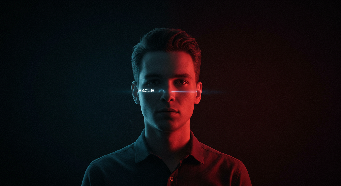 Eye-catching visual of Oracle, cloud business, mystery customer
and  AI technology vibes