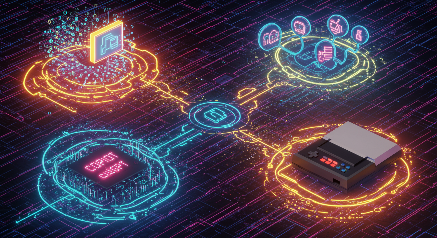 Future potential of Copilot, ChatGPT, Atari 2600
 represented visually