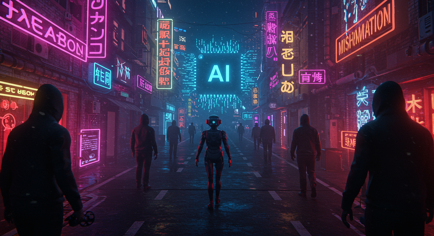 Eye-catching visual of AI chatbots, incorrect information, criminals
and  AI technology vibes