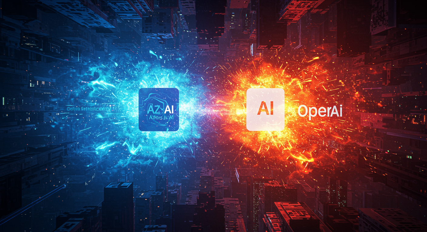 Eye-catching visual of Deep Research, Azure AI, OpenAI and AI technology vibes