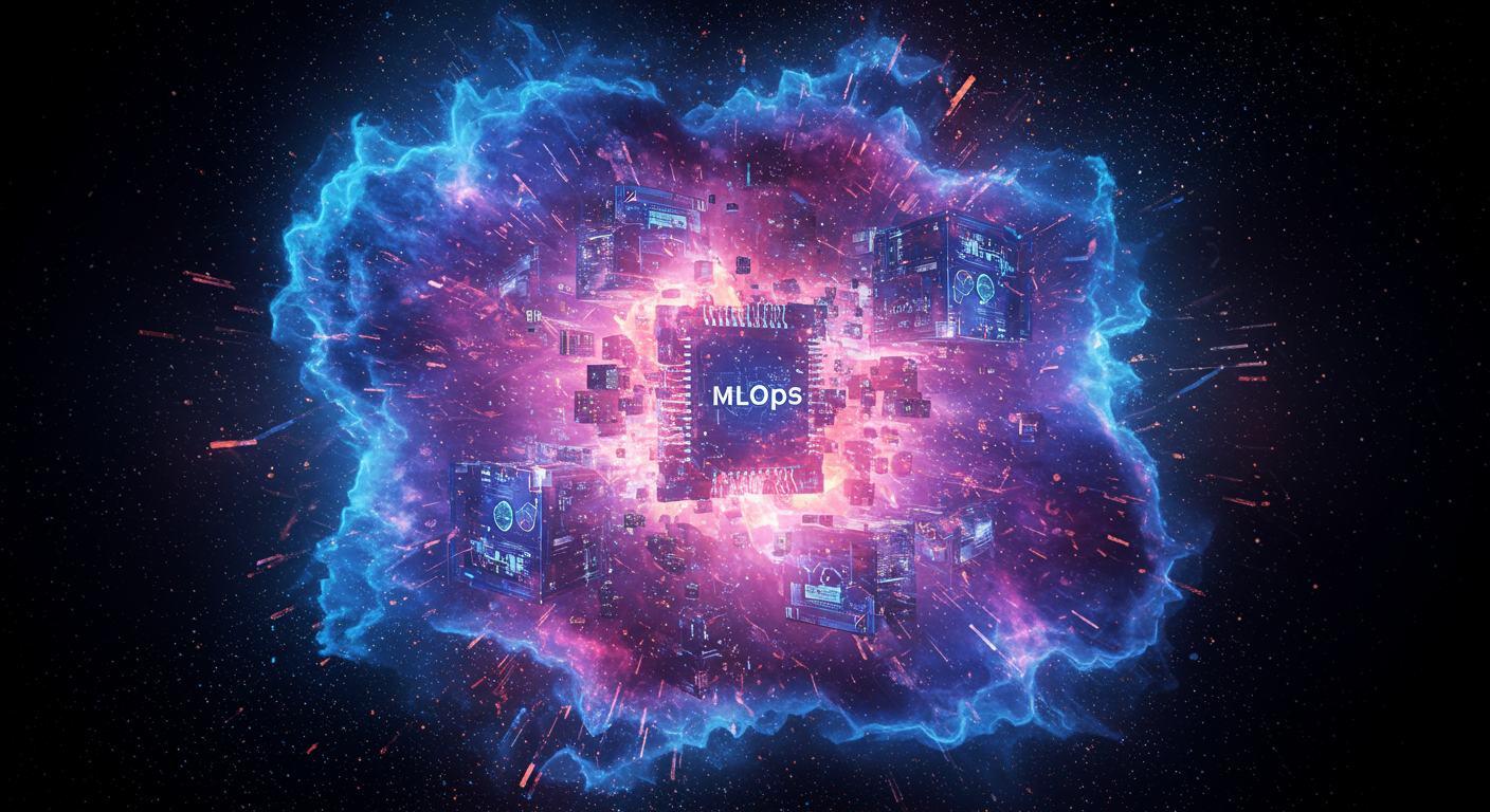 Eye-catching visual of AI, metadata-driven, MLOps
and  AI technology vibes