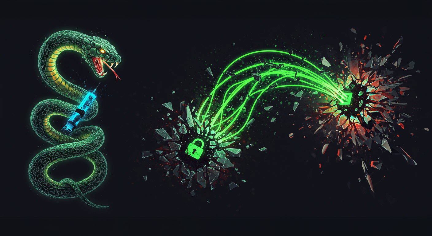 Eye-catching visual of supply chain attack, NPM, malware
and  AI technology vibes